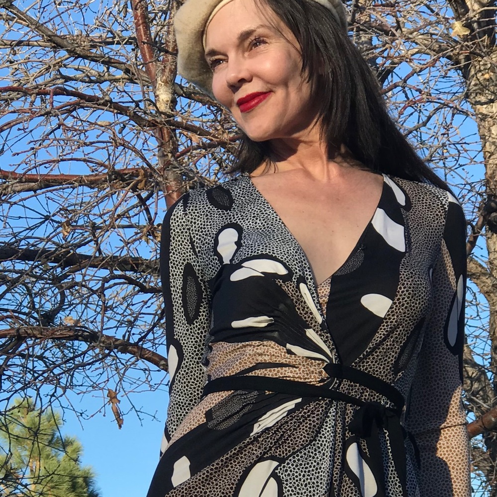 Diane Von Furstenberg print on silk jersey dress.